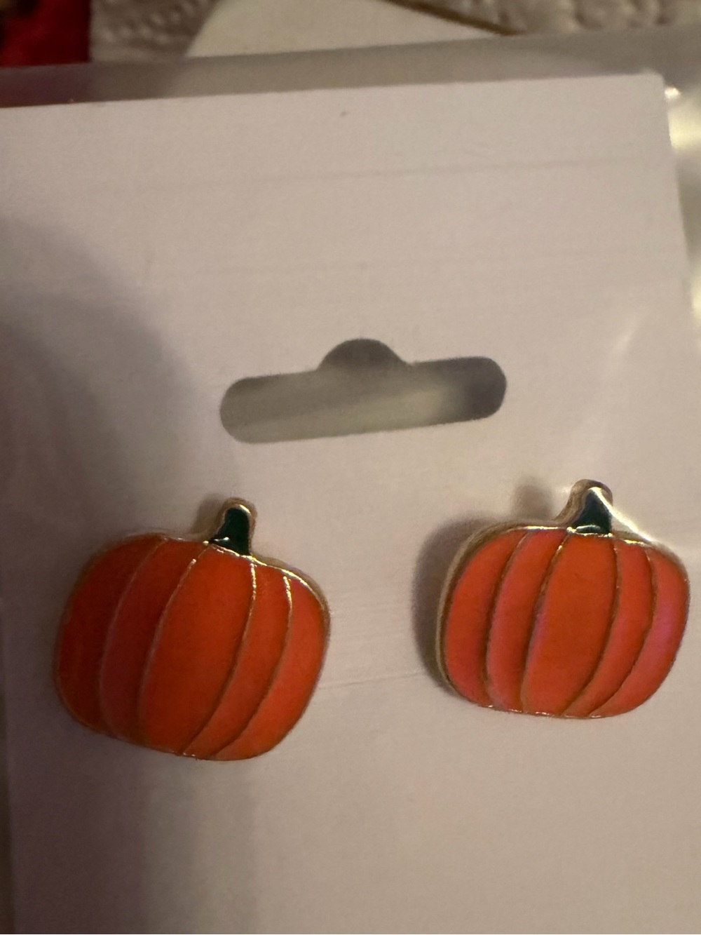 Hot Topic Orange and Gold Pumpkin Enamel Stud Earrings NEW